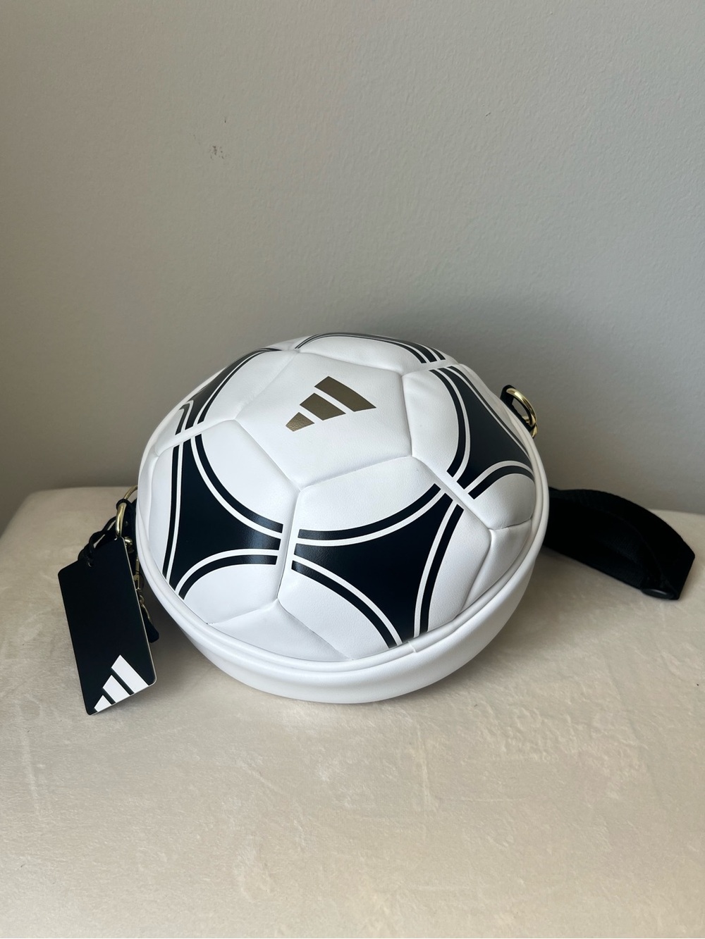 Adidas White & Black Soccer Ball Crossbody Bag O/S